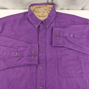 King Ranch Button Down Shirt Mens 1XT Purple Solid Cotton Twill Western‎ Tall